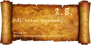 Köteles Benedek névjegykártya