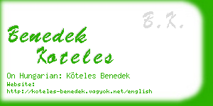 benedek koteles business card